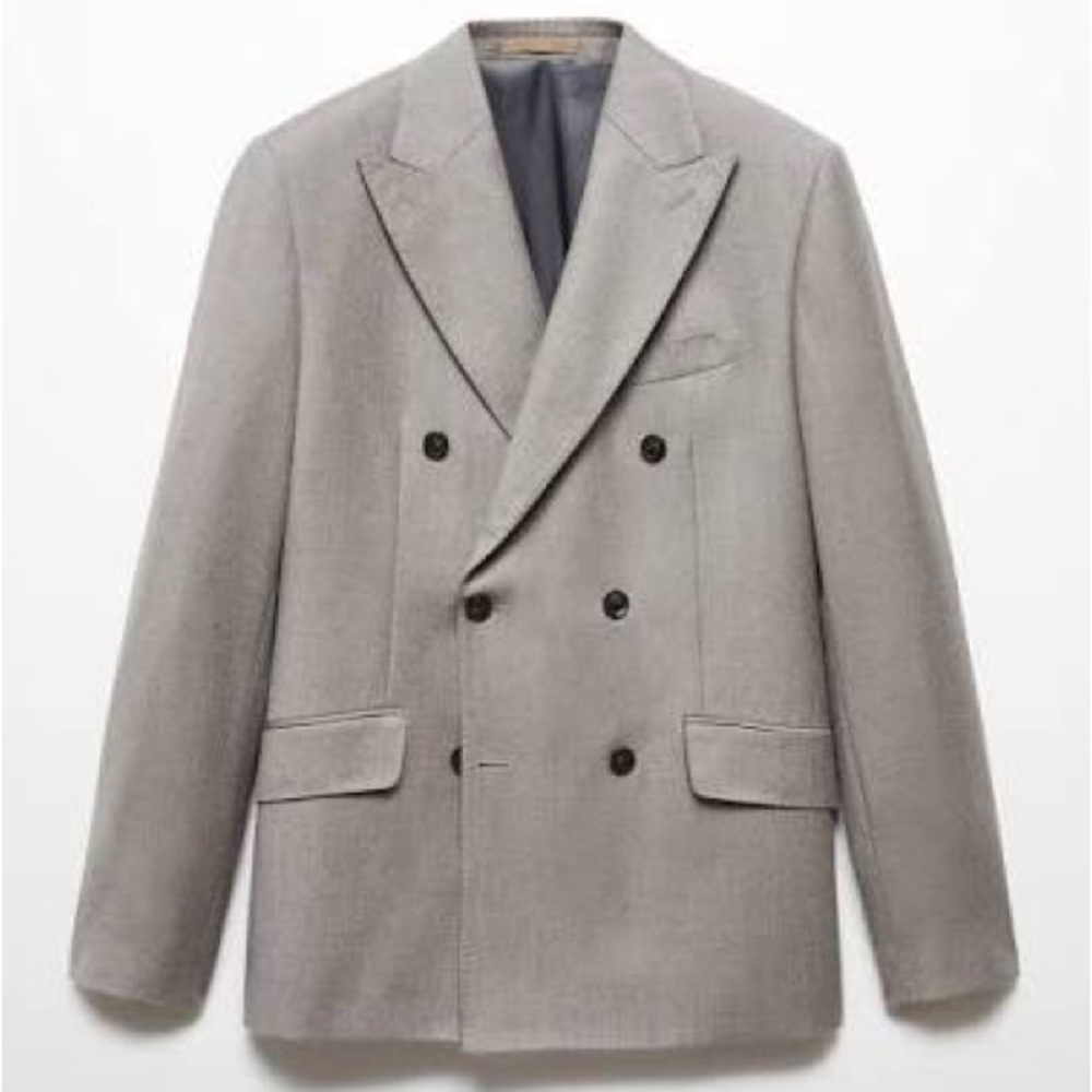 Mango Men's Double-Breasted Wool Blazer